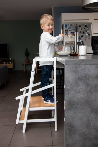 Lernturm für Kinder Eiche Dekor - Weiß