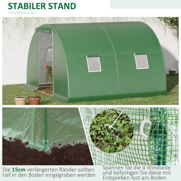 Foliengewächshaus 845-619 Grün - Kunststoff - 300 x 200 x 300 cm