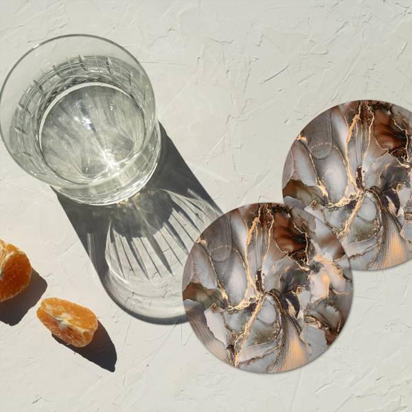 GLASUNTERSETZER Abstrakt 6er-Set Grau - Kork - 10 x 1 x 10 cm