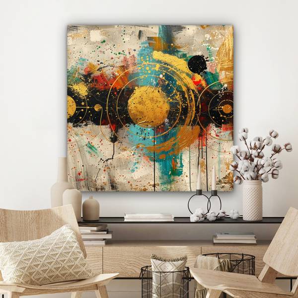 TABLEAU SUR TOILE Cercles 90 x 90 cm