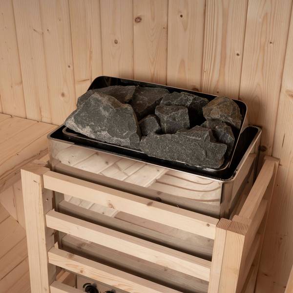 Buitensauna LAHTI M bruin - deels massief hout - 195 x 192 x 120 cm
