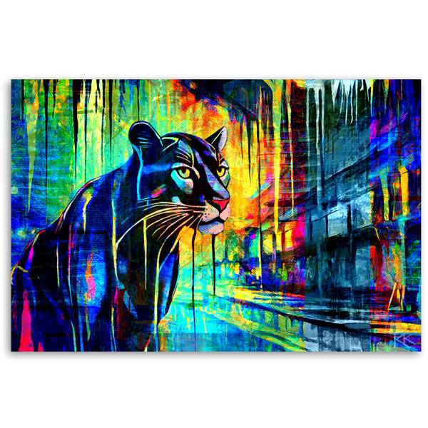 Wandbild panther tiere abstraktion 100 x 70 cm