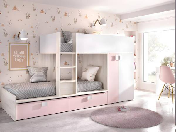 Etagenbett JUANITO Pink - Holz teilmassiv - 108 x 150 x 275 cm