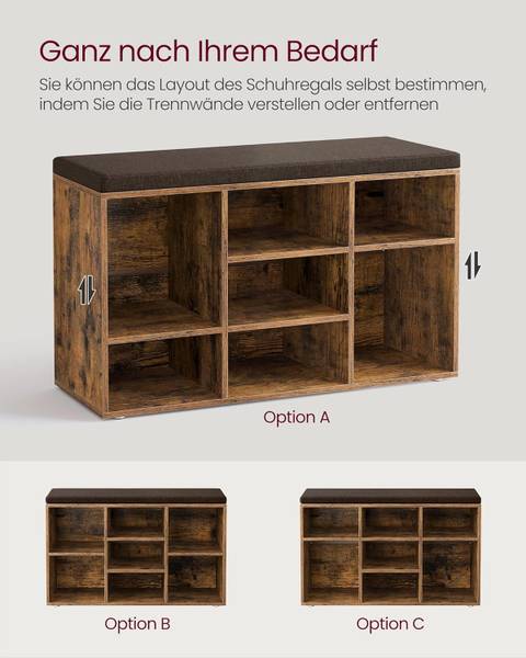Schuhbank 100639 Braun - Holzwerkstoff - 91 x 39 x 15 cm