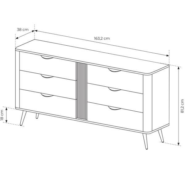 Ladekast Lanzarote bruin - plaatmateriaal op houtbasis - 164 x 82 x 38 cm