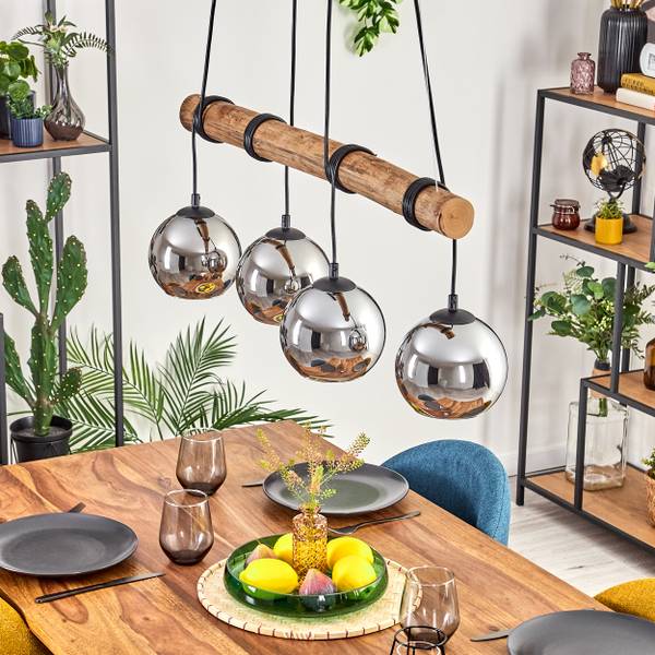 Pendelleuchte Cesaro Grau - Silber - Holzwerkstoff - Metall - 10 x 150 x 80 cm