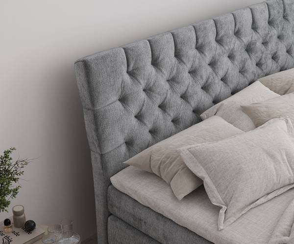 Boxspringbett Seraphine Grau - Liegefläche Breite: 140 cm
