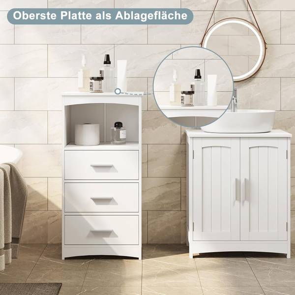 Badezimmerschrank Nancy Weiß - Holzwerkstoff - 40 x 80 x 30 cm