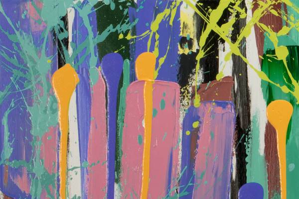 Tableau peint à la main Gouttes Couleur Coton - 150 x 50 x 4 cm