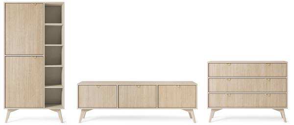 Wohnzimmer-Set FOREST 3-teilig Beige - Braun