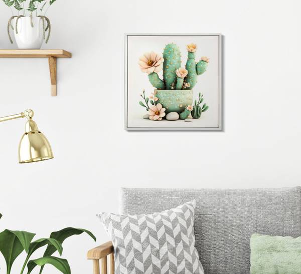Leinwandbild Vasetto Cactus D Holz teilmassiv - 40 x 40 x 3 cm
