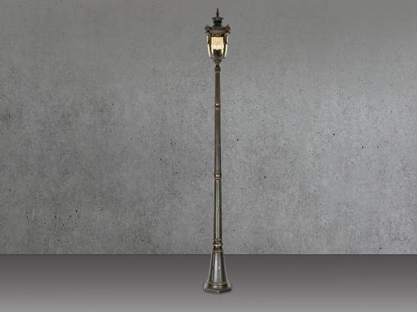 LED Mastleuchte Jugendstil, Höhe 237cm Braun - Farbglas - 27 x 237 x 27 cm