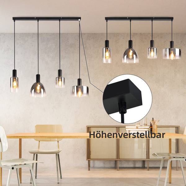Pendelleuchte Marsiglio 4-flammig Schwarz - Metall - 5 x 181 x 78 cm