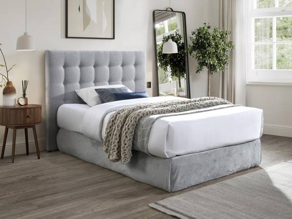 Bettkopfteil FRANCESCO Hellgrau - Tiefe: 165 cm - Textil