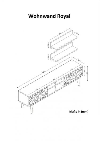 Wohnwand Royal Walnuss Braun - Holzwerkstoff - 150 x 45 x 30 cm