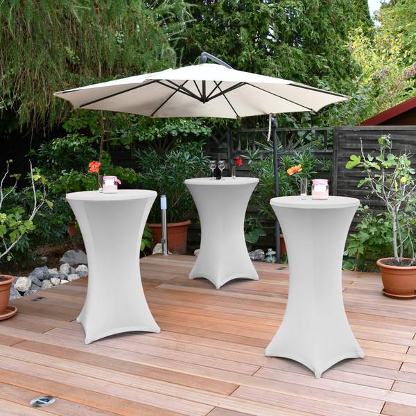 Stehtischhusse Stella Weiß - Spandex - 70 x 70 x 120 cm