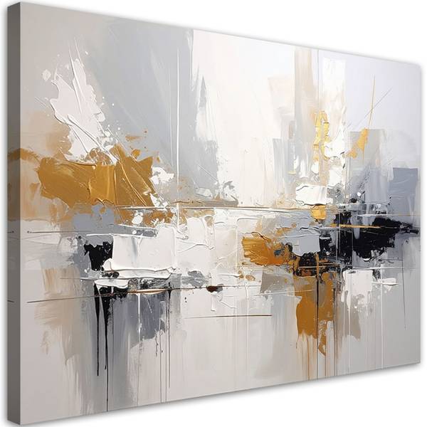 Wandbild Abstrakte Motive Weiß - Polyester - 100 x 70 x 3 cm