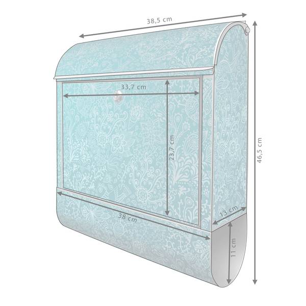 Briefkasten Stahl Mandala Landschaft Grau - Stahl - 38 x 46 x 13 cm