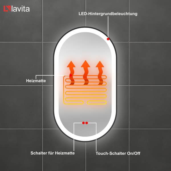 Wandspiegel LAVITA Leto Weiß - Glas - 50 x 90 x 1 cm