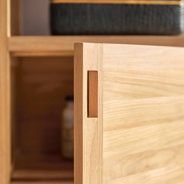Hochschrank Arty Beige - Teakholz - 54 x 140 x 40 cm