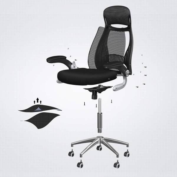 Bürostuhl Lozay Webstoff / Stahl - Schwarz / Chrom