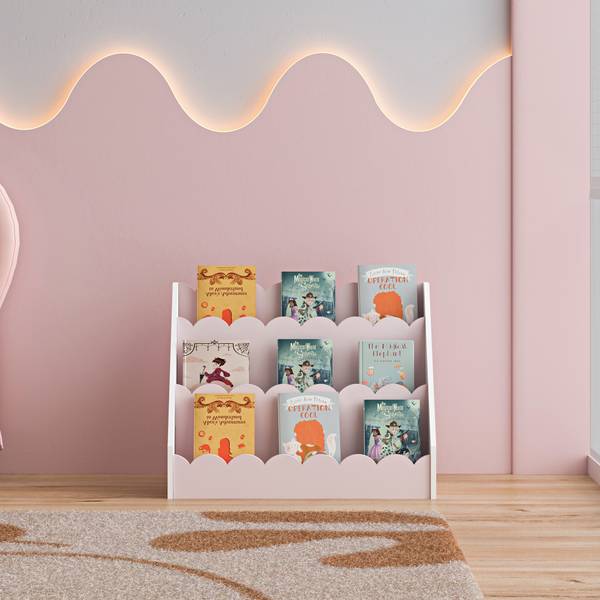 Étagère pour enfant Vestnes Rose foncé - Blanc - Bois manufacturé - 61 x 48 x 30 cm