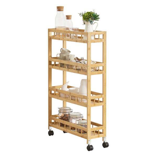 Chariot Pour Micro-ondes Hodedah – Bois Cerisier – Avec Tiroir, étagère Et Roulettes – Compact