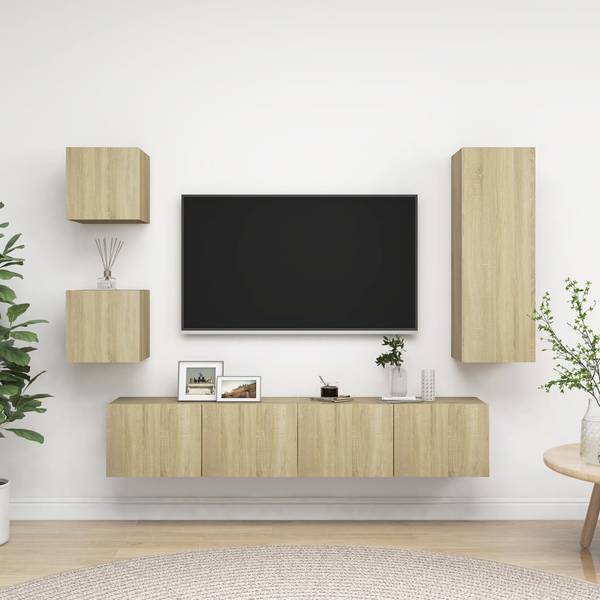 TV-Schrank 5er Set D584 Braun - Holzwerkstoff - 30 x 90 x 31 cm