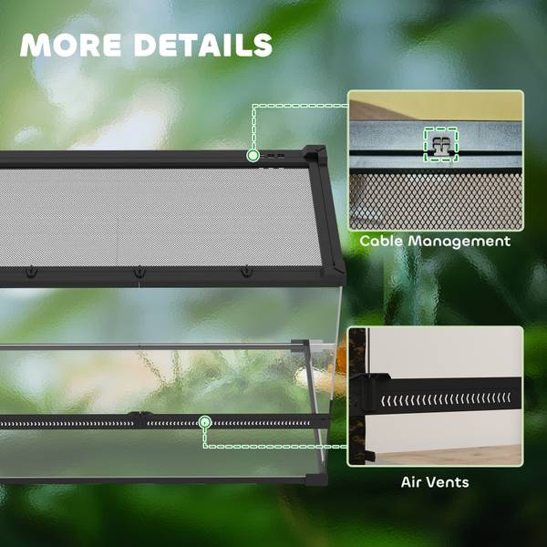 Terrarium D40-052V03BK Schwarz - Glas - 30 x 35 x 50 cm