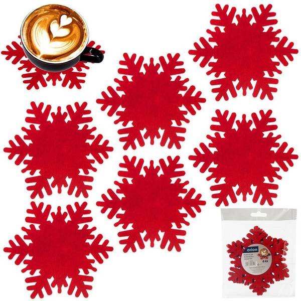 Tassenuntersetzer 6er Set 710829 Rot - Filz - 13 x 1 x 14 cm
