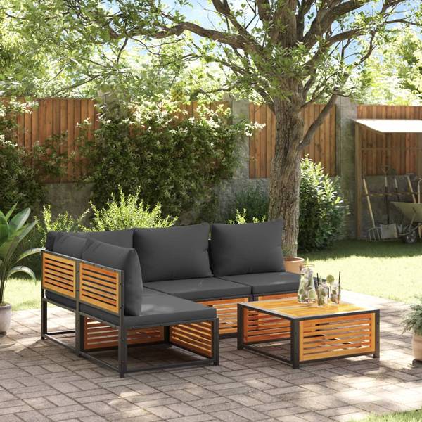 Salon de jardin 3033768-6 (lot de 5) Gris - Acacia - 68 x 64 x 68 cm