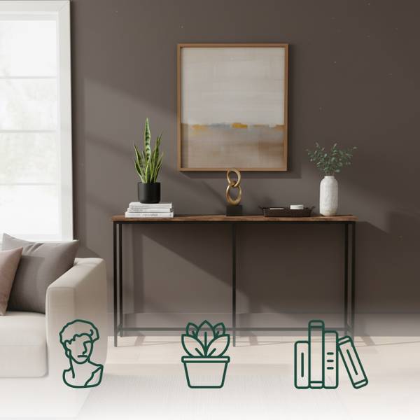 Breiter Konsolentisch Industrial Design Schwarz - Braun - Eisen - 160 x 81 x 20 cm