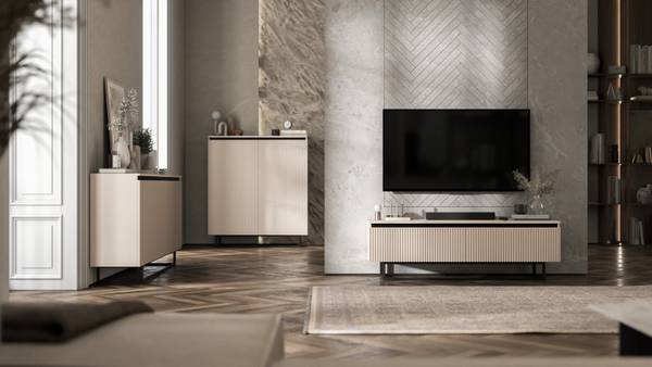 Sideboard SELENE Beige - Kaschmir - Schwarz