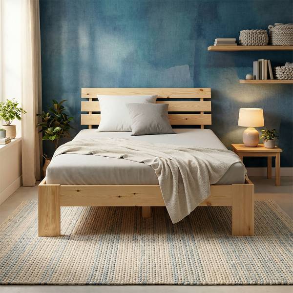Holzbett mit Matratze 2262 Braun - Breite: 124 cm