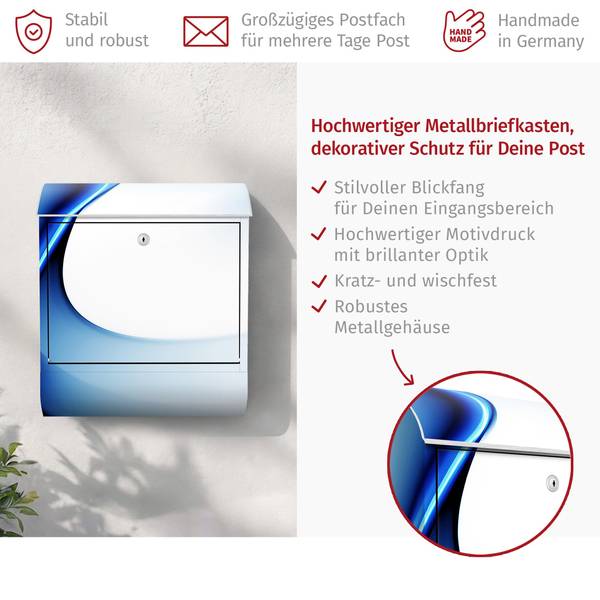Briefkasten Wandlung Blau - Stahl - 39 x 46 x 13 cm