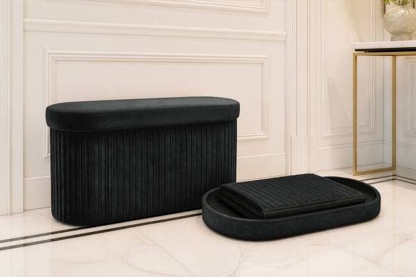 Polsterbank ÉLAN Schwarz - Samt - 78 x 38 x 38 cm