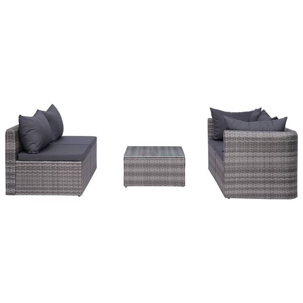 Garten-Lounge-Set 3059494 8-teilig Grau - Polyrattan - 68 x 63 x 72 cm