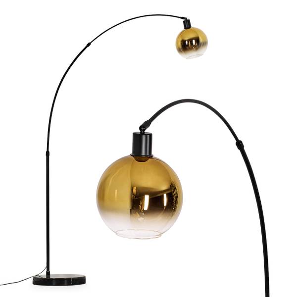 Stehlampe Cesaro Gold - Aluminium - Klarglas - Marmor - 45 x 170 x 120 cm