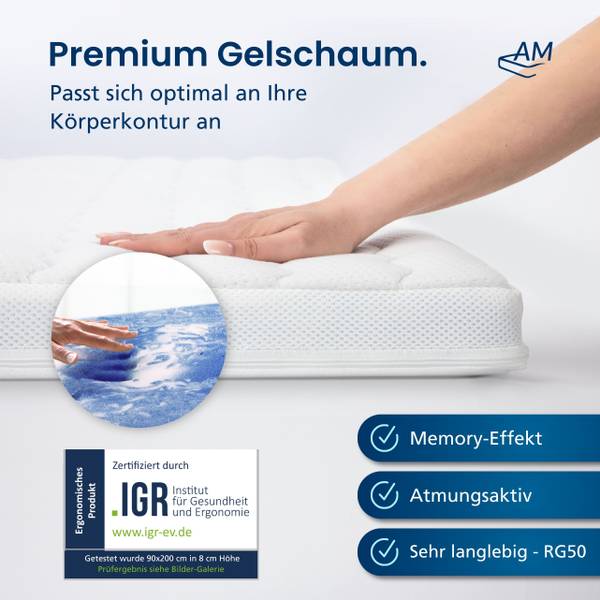 Gelschaum Topper 7 ZONEN DELUXE 100 x 200 cm