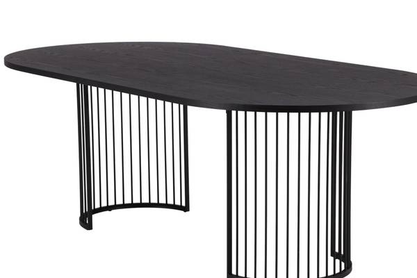 Eettafel Hamneskar zwart - plaatmateriaal op houtbasis - metaal - 220 x 75 x 110 cm