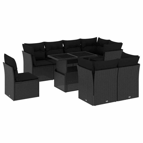 Salon de jardin 3036675-1 (lot de 9) Noir