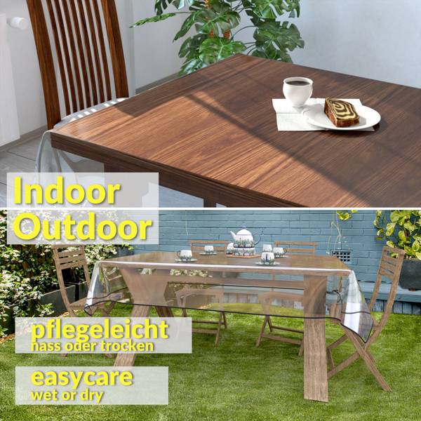 Tischdecke Klara-Folie 0,2mm  mit SAUM Tiefe: 200 cm
