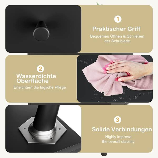 Nachttisch HW63446 Schwarz - Holzwerkstoff - 40 x 62 x 45 cm