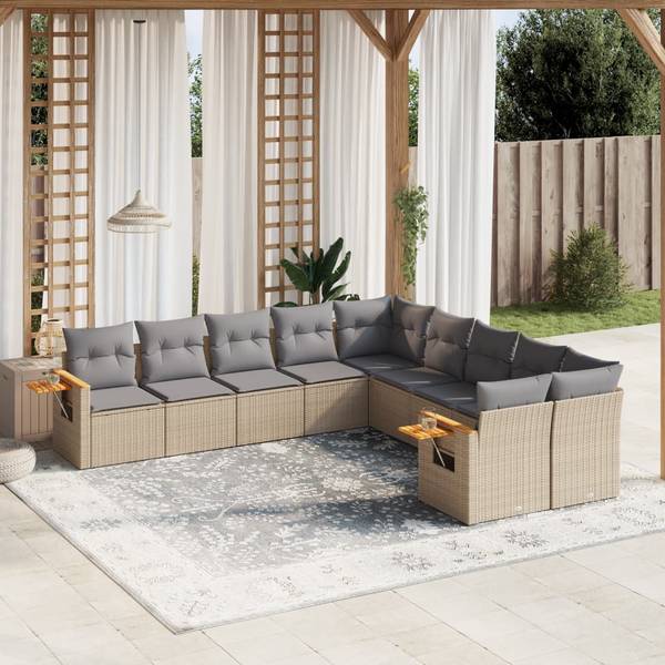 Garten-Lounge-Set 3036026-1 (10-teilig) Beige - Grau - Hellgrau