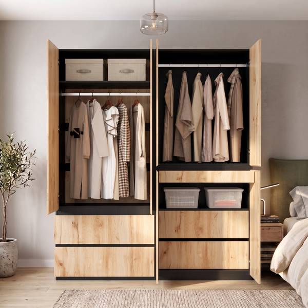 Kleiderschrank NATSHUAN148 Ⅴ Braun - Holzwerkstoff - 180 x 200 x 50 cm