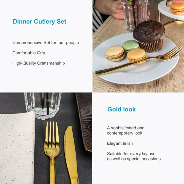 Besteck Set 20-teilig WILHELM Gold - Metall - 7 x 5 x 23 cm