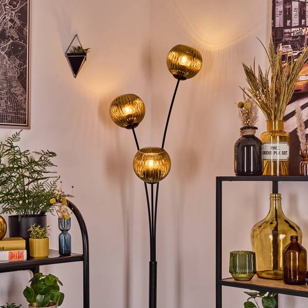 Stehlampe Cesaro Gold - Aluminium - Klarglas - 39 x 170 x 39 cm