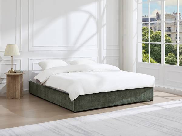 Bettgestell mit Bettkasten FIRMEO Grün - Textil - 148 x 30 x 201 cm