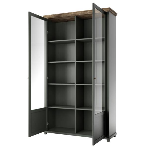 VITRINE EVANDRO Grün - Holzwerkstoff - 126 x 200 x 42 cm
