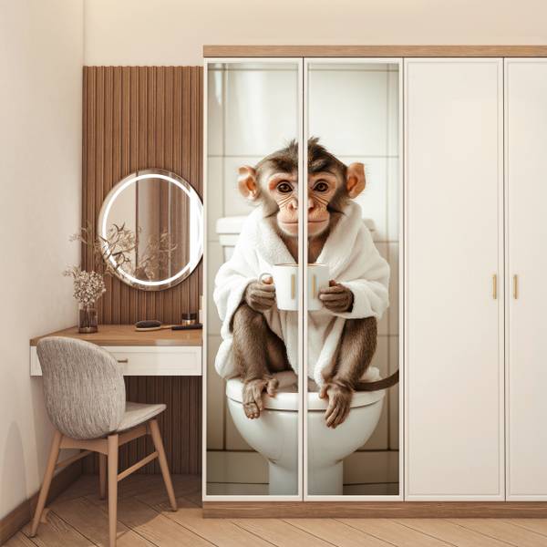 FOTOTAPETE TÜR Affe Badewanne 85 x 205 cm